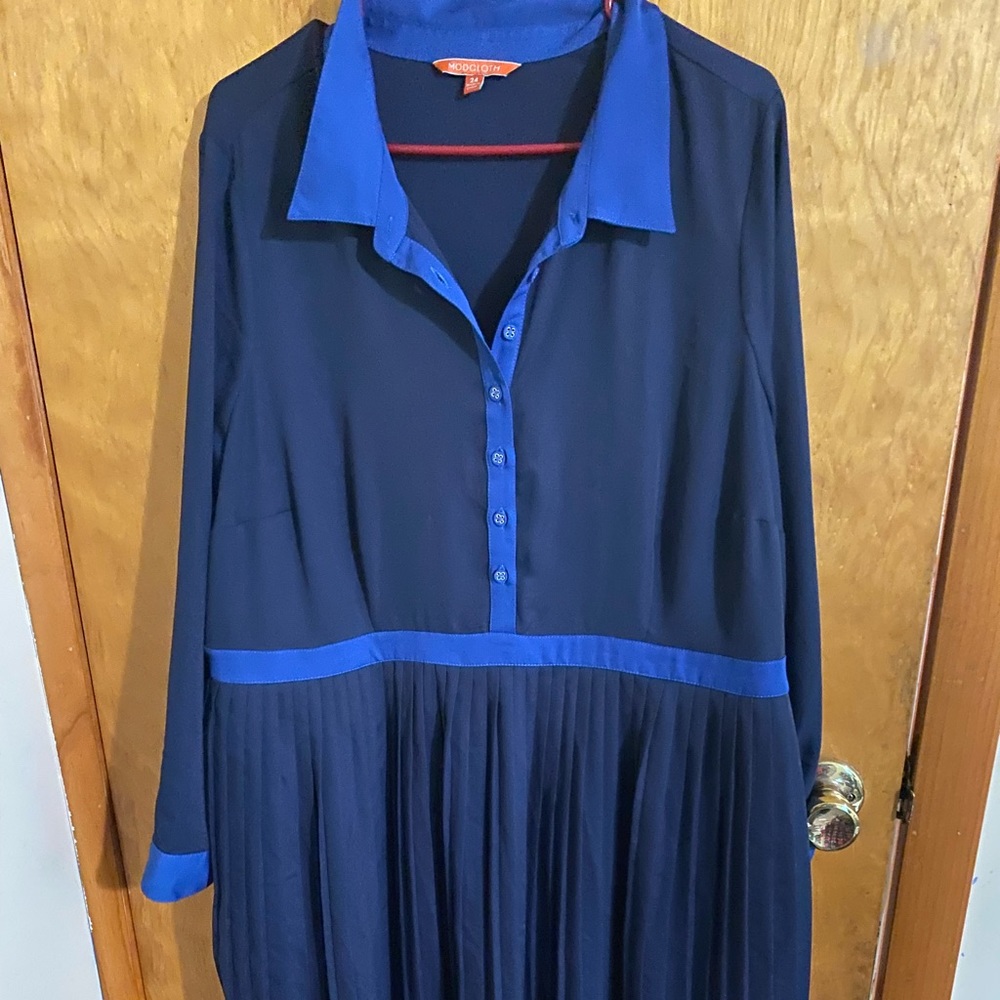 Pleated Navy ModCloth Collar Dress